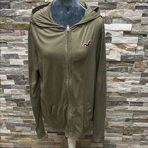 Hollister Khaki Zip-Up Hoodie